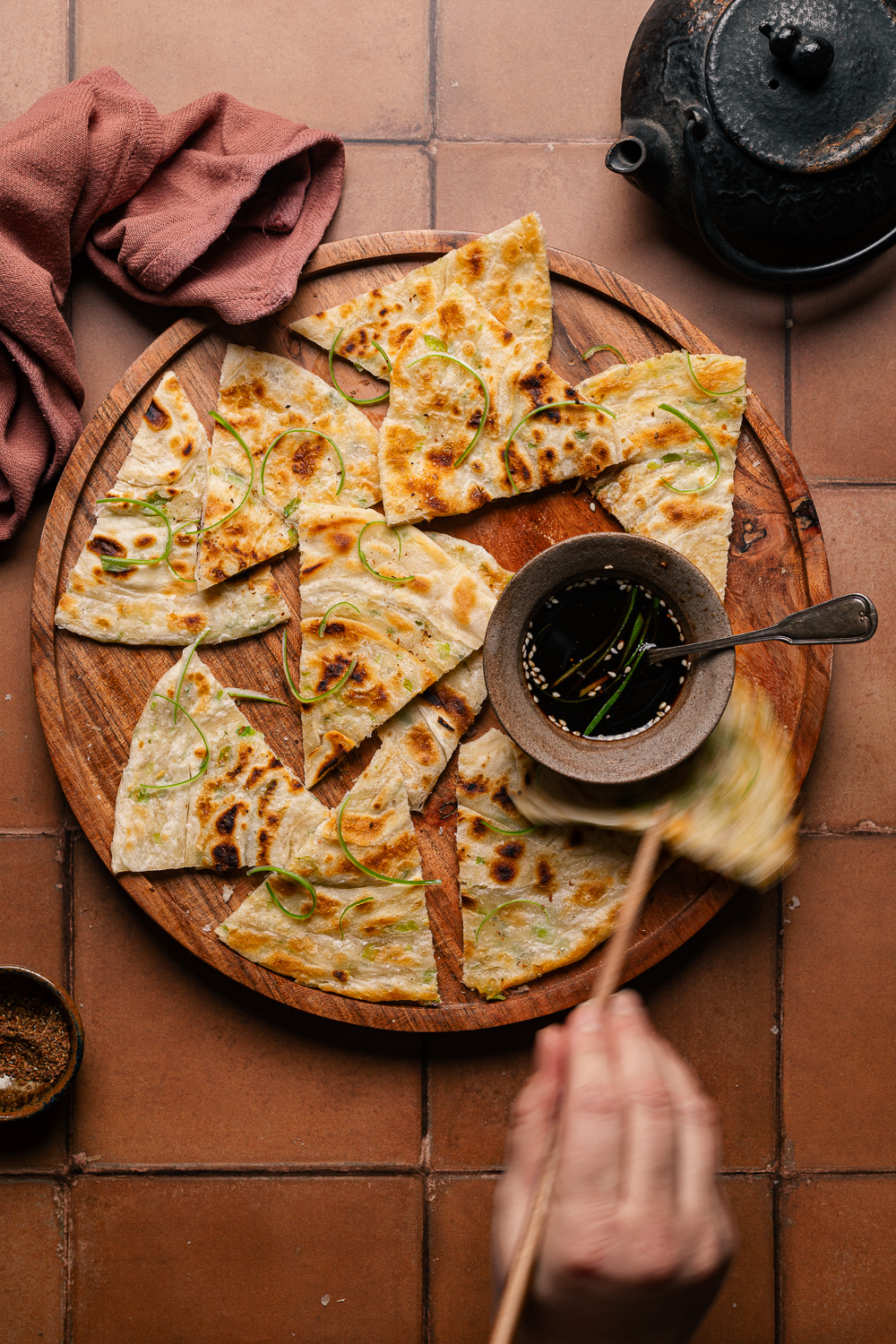 scallion pancake cinesi ripieni di cipollotto